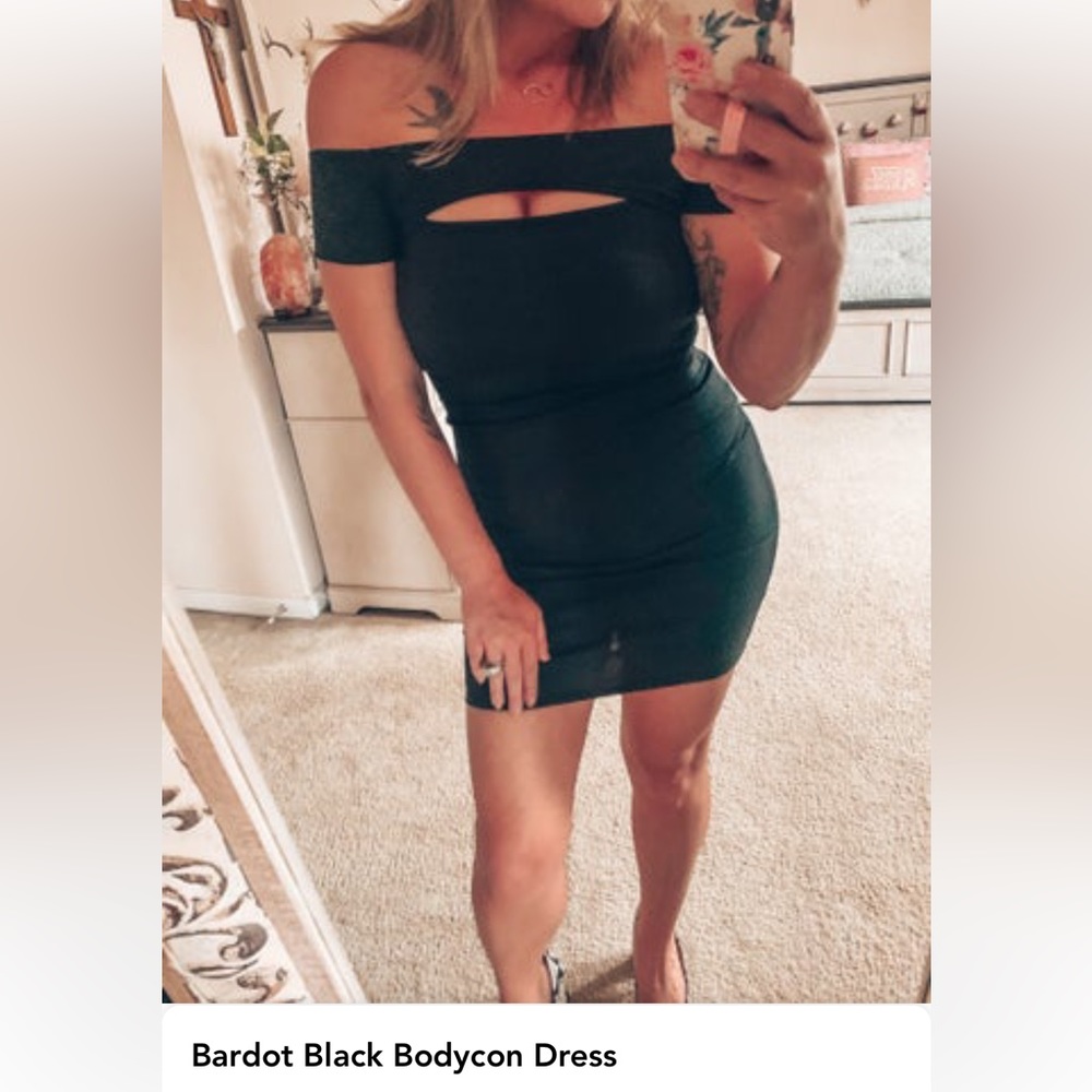 Bardot black body con dress